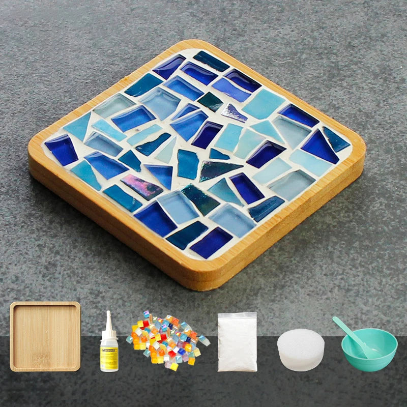Handmade DIY Mosaic Cup Mat – Bamboo Bottom Pad for Early Education & Creative Crafting