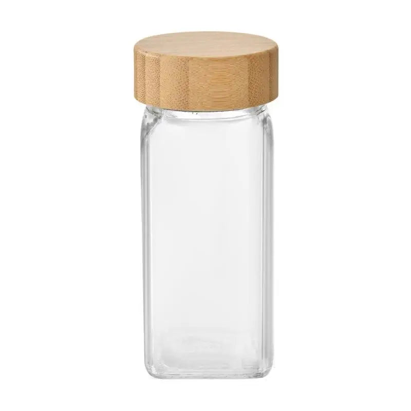 Glass Spice Jars with Bamboo Lids – Spice Seasoning Containers, Salt & Pepper Shakers, Spice Organizer Set