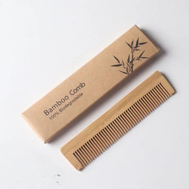 Natural Bamboo Wooden Comb – Anti-Static Hair Brush & Scalp Massage Tool for Men