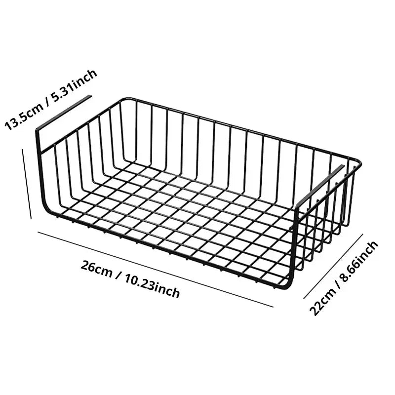 Iron Hanging Storage Basket – Under Cabinet or Wall Mount