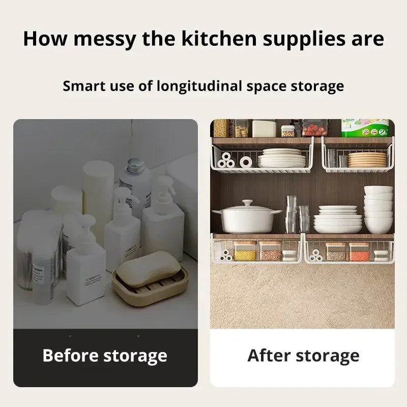 Iron Hanging Storage Basket – Under Cabinet or Wall Mount