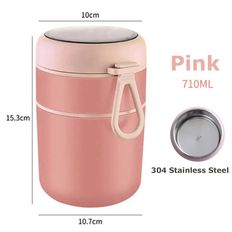 530ML/710ML Food Thermal Jar – Insulated Soup Cup Thermos for Hot Food, Stainless Steel Lunch Box for Kids