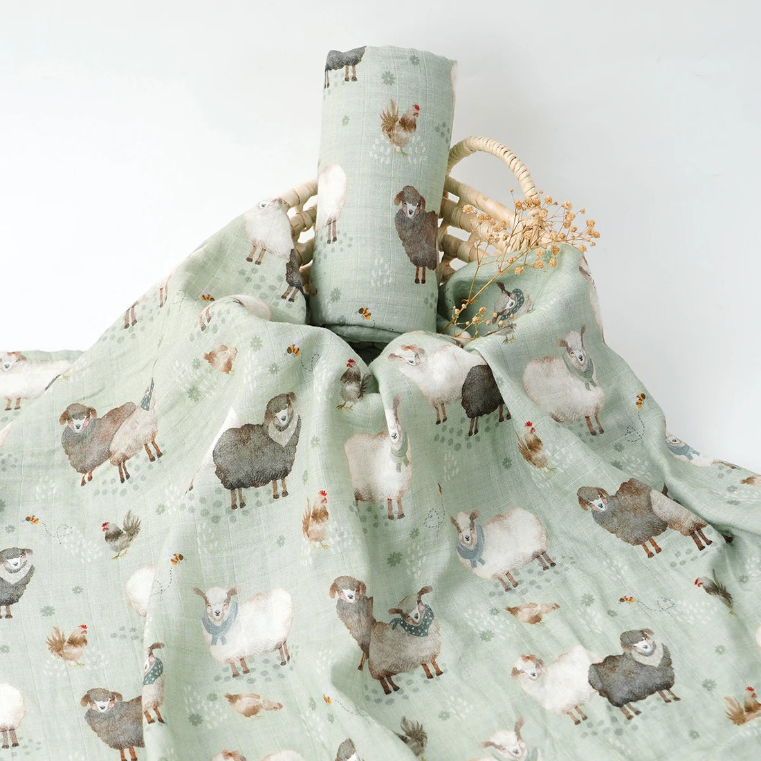 Elinfant Bamboo Cotton Muslin Swaddle Blanket – 120x110cm Baby Wrap Towel