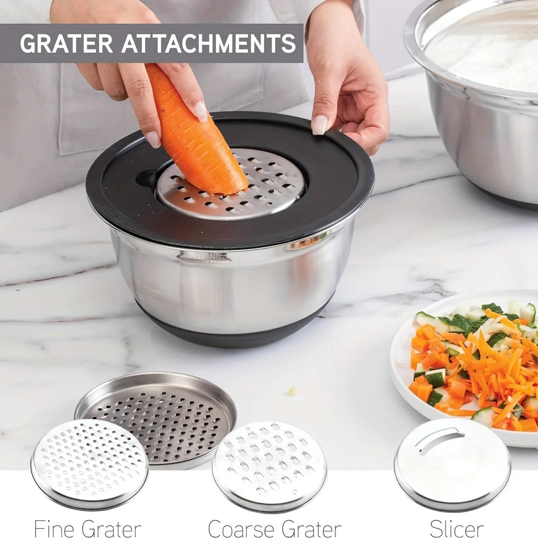 8pcs Stainless Steel Mixing Bowls with Airtight Lids – Set of Black Kitchen Bowls
