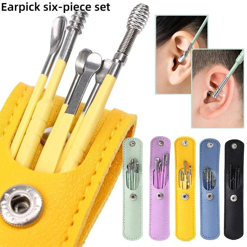 6pcs Earwax Removal Tool Set – Stainless Steel Earpick & Curette Kit