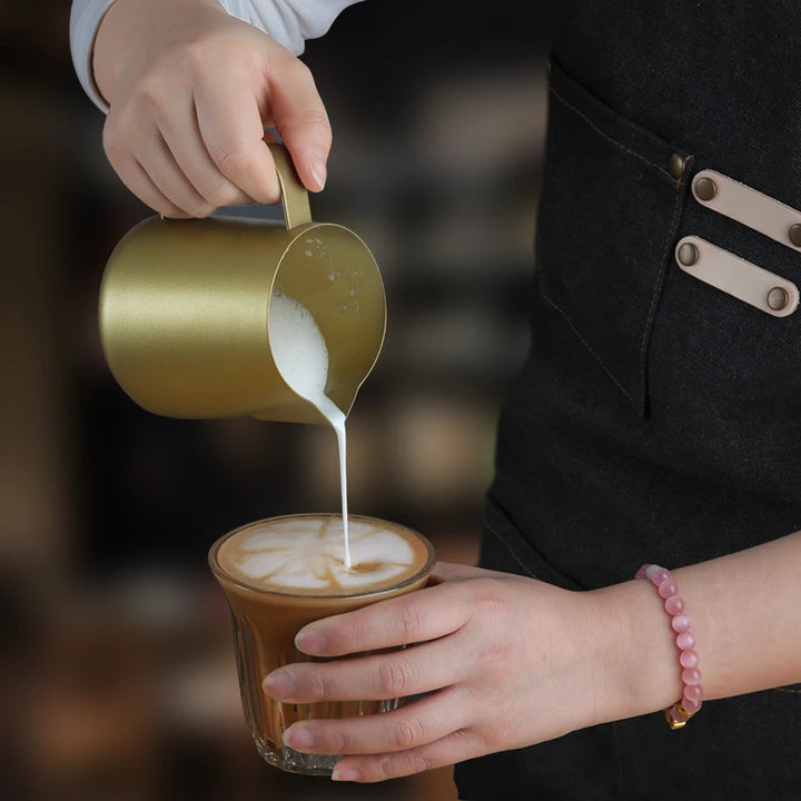 350/600ML Milk Jug Pull Flower Cup – Coffee, Cappuccino Milk Steaming Frothing Pitcher, Stainless Steel Non-Stick Milk Pot