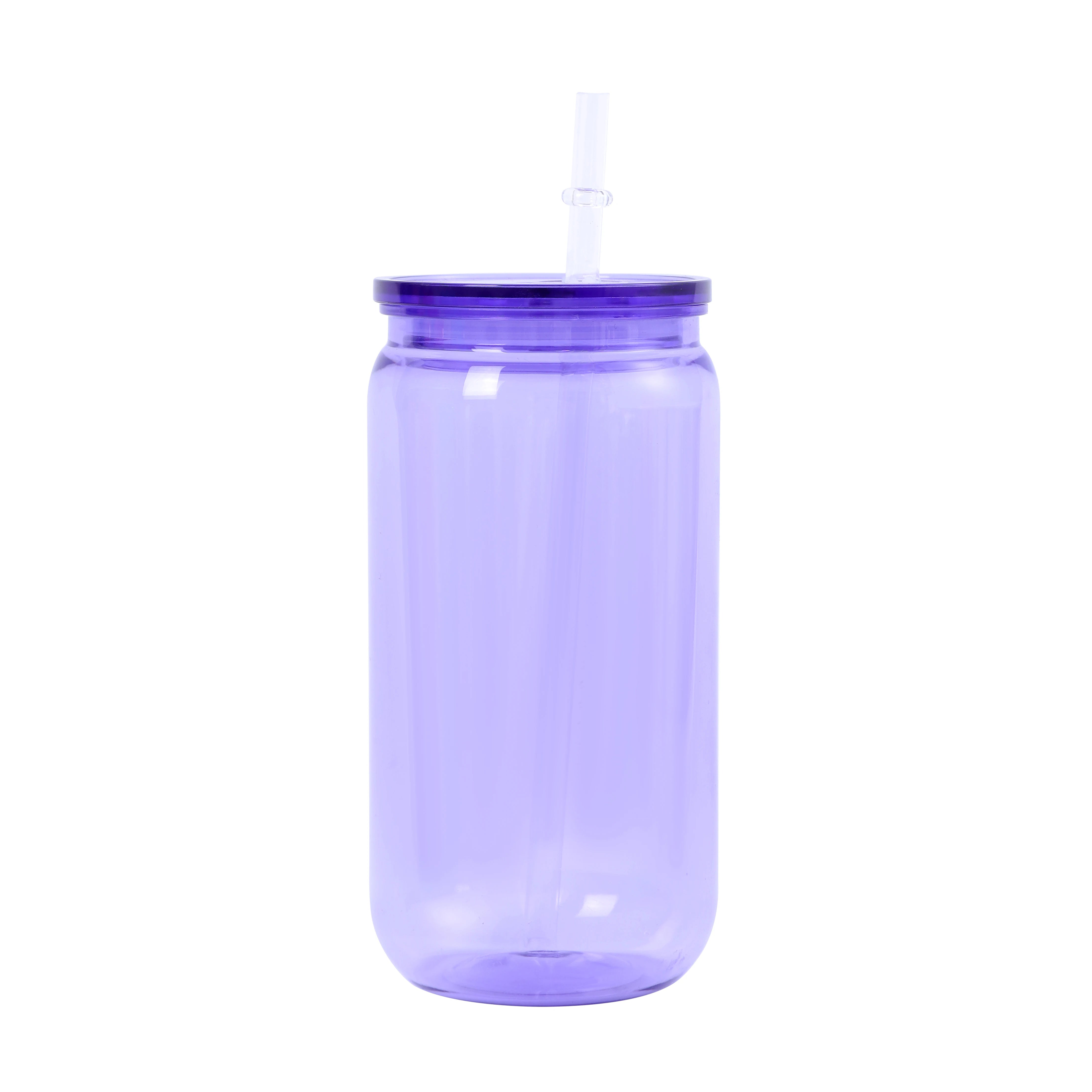 16oz Transparent Plastic Cup with Colorful Lid & Straw – Durable Drink Tumbler for Milk, Juice, Coffee