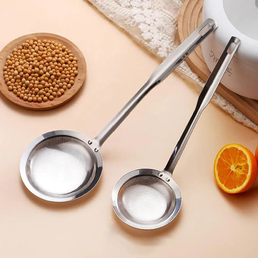 Steel Fat Skimmer Spoon – Fine Mesh Strainer with Handle for Skimming Oil, Grease, and Foam