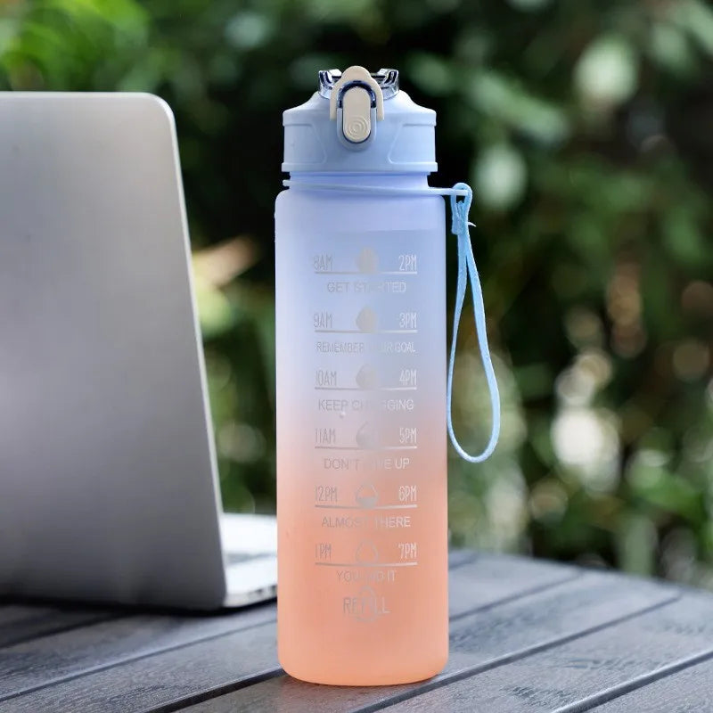 700ml Rainbow Frosted Sports Water Bottle – With Straw & Gradient Design