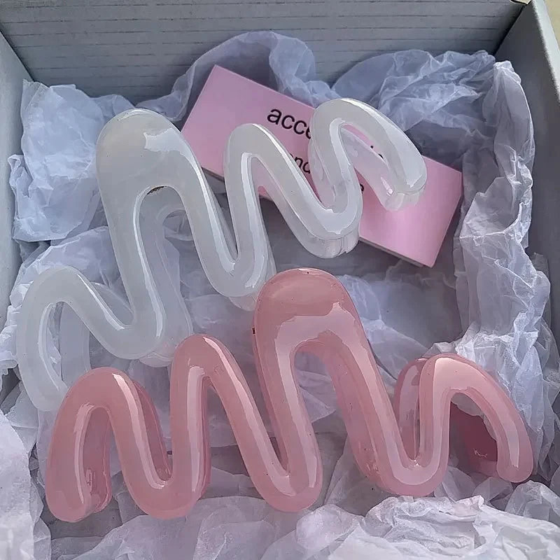 Colorful Jelly Wave Hair Claw – Korean Sweet Style Clip