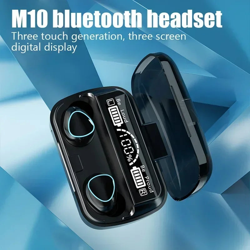 M10 Wireless Bluetooth Earbuds – LED Display, HiFi Stereo, Waterproof Gaming Headset