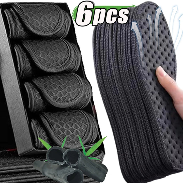 2–6pcs Bamboo Deodorant Insoles – Breathable, Sweat-Absorbing Shoe Inserts for Men & Women