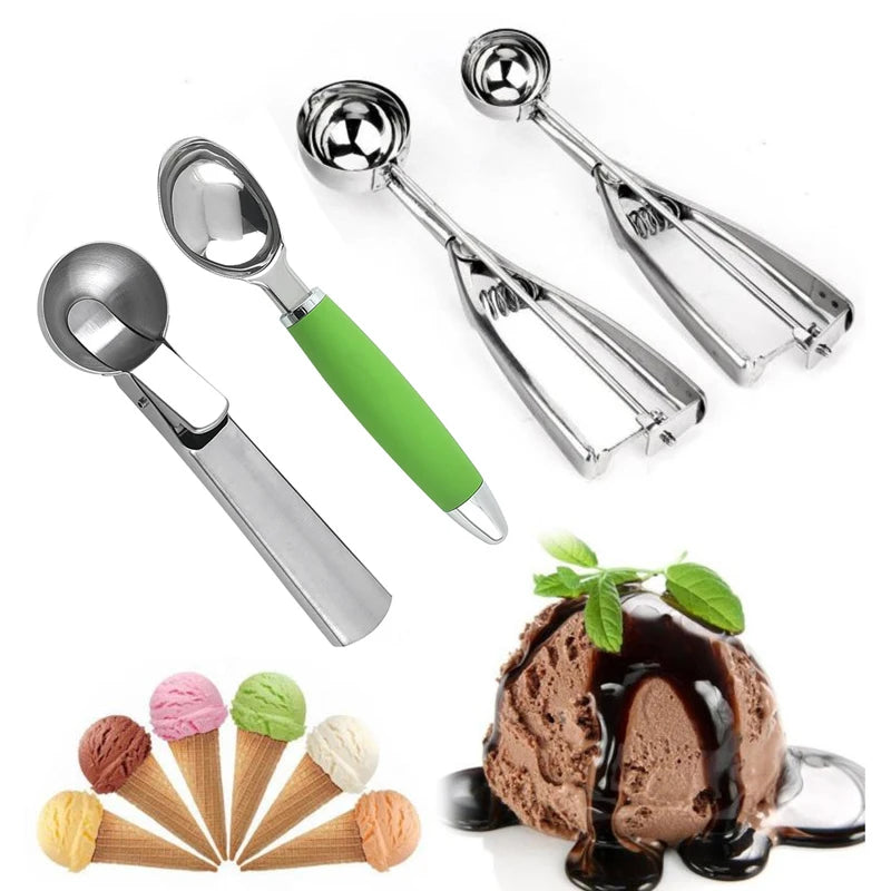 Multi-Style Stainless Steel Ice Cream Scoop Ball Digger – Handmade Ice Cube Mold, Easy Demoulding Kitchen Accessories