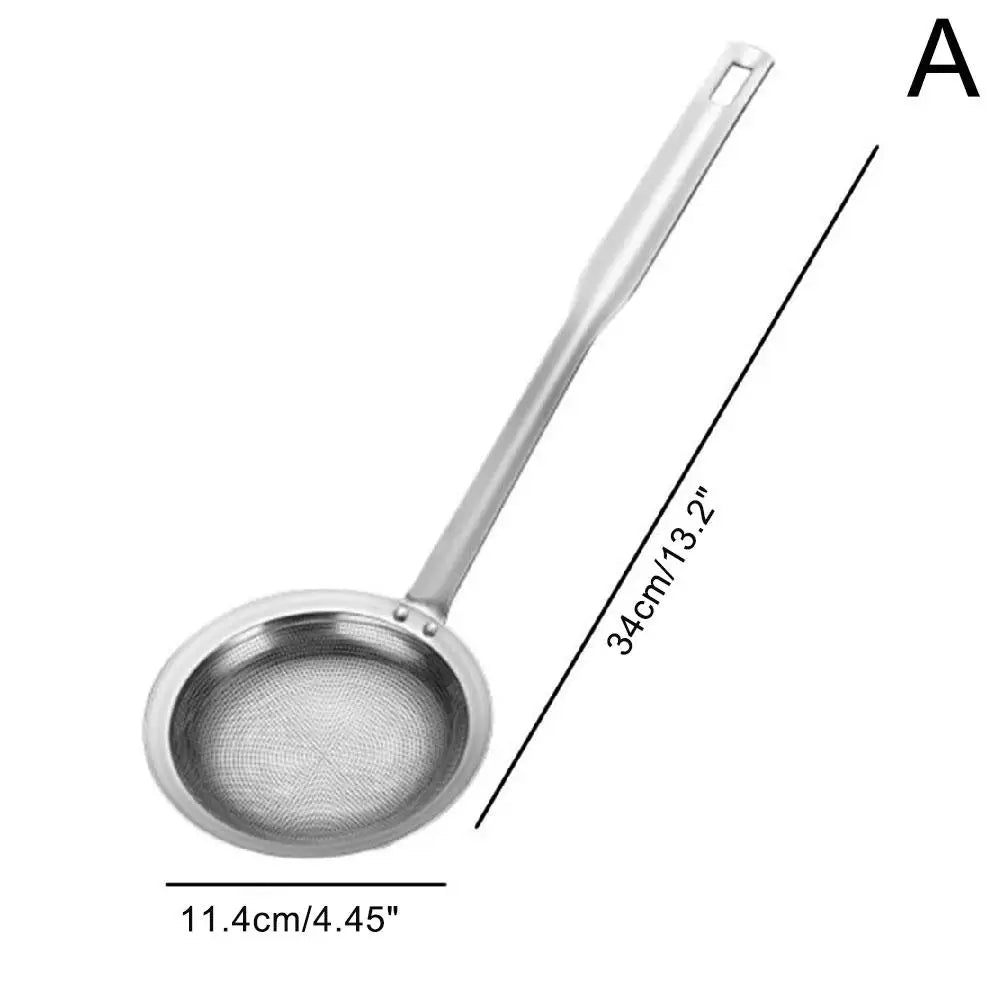Steel Fat Skimmer Spoon – Fine Mesh Strainer with Handle for Skimming Oil, Grease, and Foam
