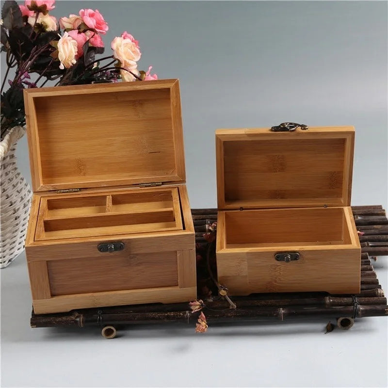Bamboo Craft Princess Korean Jewelry Box – Wooden Jewelry Storage Box for Small Collections