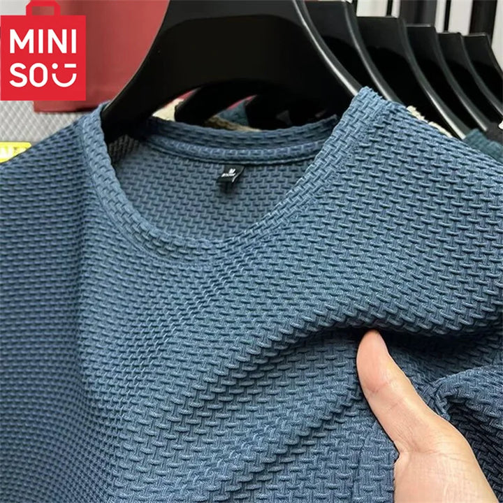MINISO Men's Bamboo Mesh Ice Silk Short-Sleeve T-Shirt