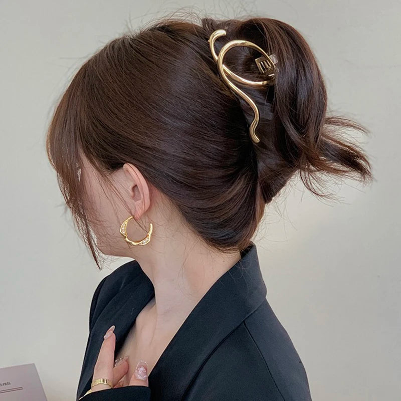 Metal Irregular Hair Claw Clips – Silver/Gold Punk Style Barrettes