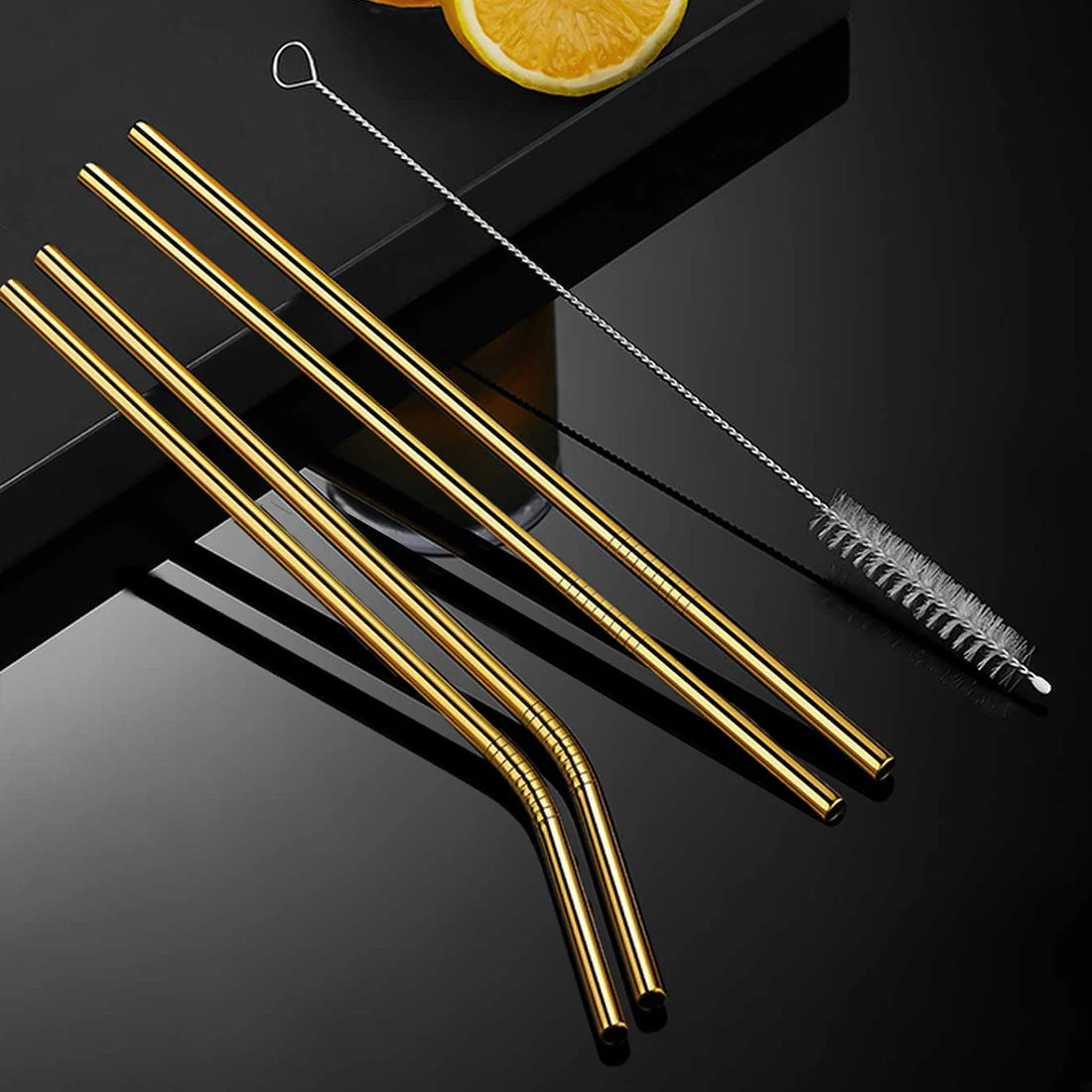 Set of 4 Stainless Steel Straws – Eco-Friendly, Reusable Drinking Straws
