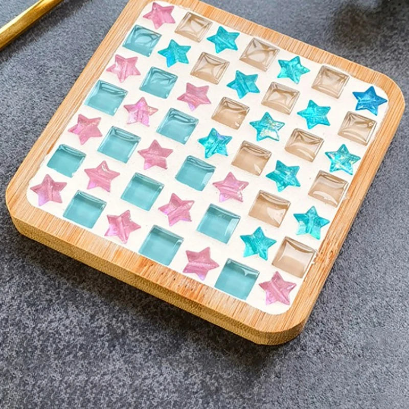 Handmade DIY Mosaic Cup Mat – Bamboo Bottom Pad for Early Education & Creative Crafting