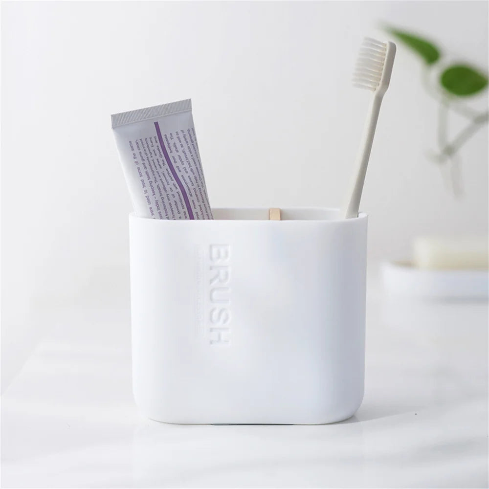 White Simple Home Bathroom Supply Bamboo Soap Dish Mouthwash Cup Toothbrush Holder Storage bottle Wash Rack Bathroom Wash