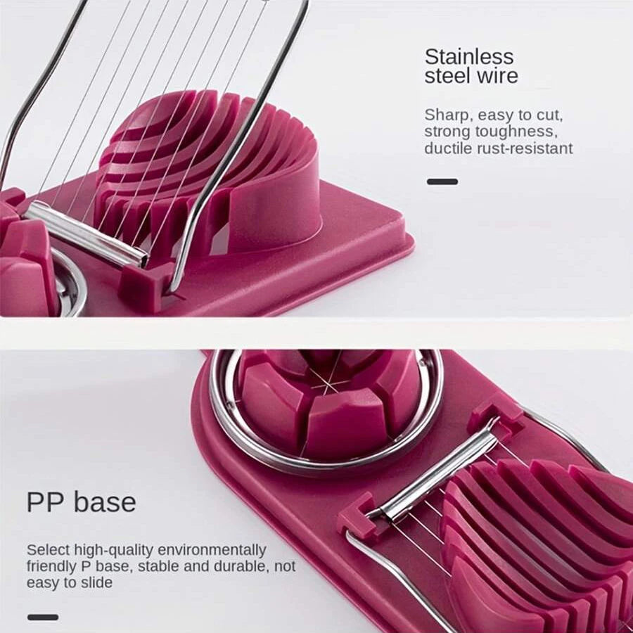 Multifunctional PP Base Egg Cutter – 2-in-1 Stainless Steel Wire Pull Egg Cutter, High-Quality Kitchen Accessory Tools