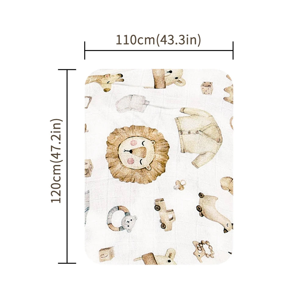 Elinfant Bamboo Cotton Muslin Swaddle Blanket – 120x110cm Baby Wrap Towel