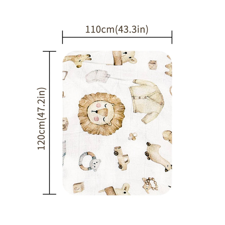 Elinfant Bamboo Cotton Muslin Swaddle Blanket – 120x110cm Baby Wrap Towel