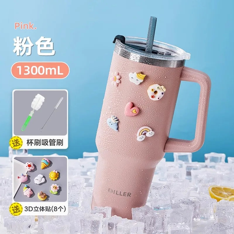 Diller 1300ml Insulated Straw Cup – Stainless Steel