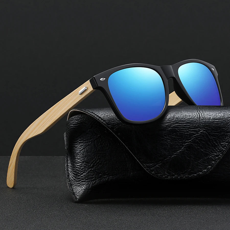 Fashion Bamboo Wood Vintage Square Sunglasses – Men & Women Luxury Brand Designer Sun Glasses, Wooden Driving & Fishing UV400 Eyewear