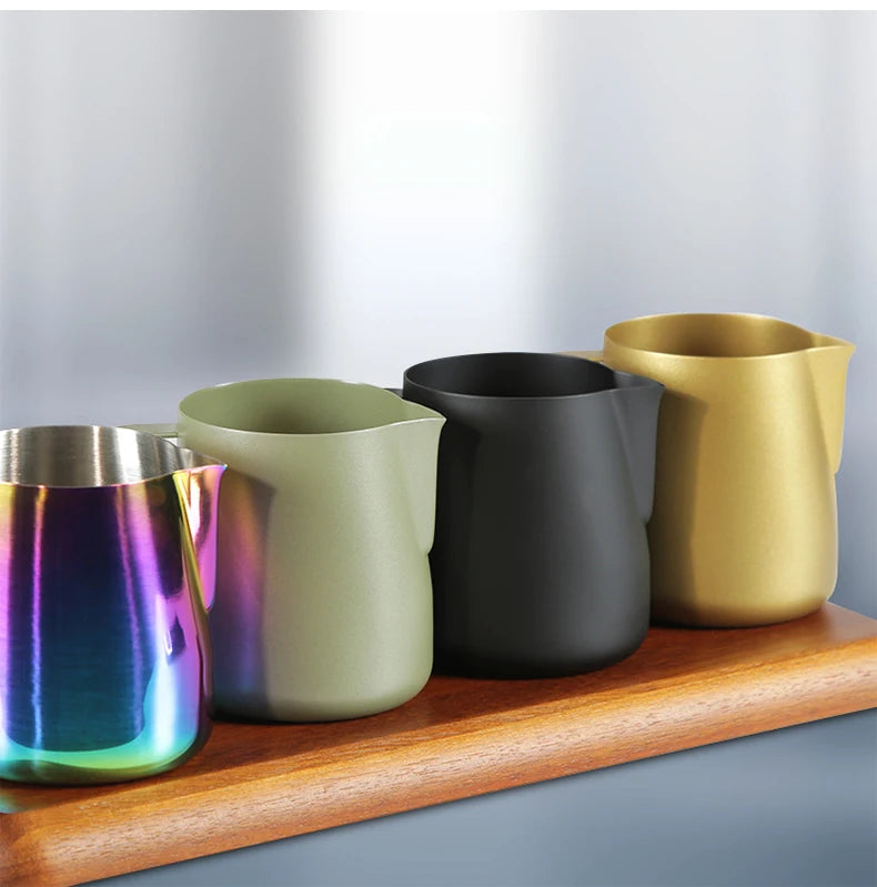 350/600ML Milk Jug Pull Flower Cup – Coffee, Cappuccino Milk Steaming Frothing Pitcher, Stainless Steel Non-Stick Milk Pot