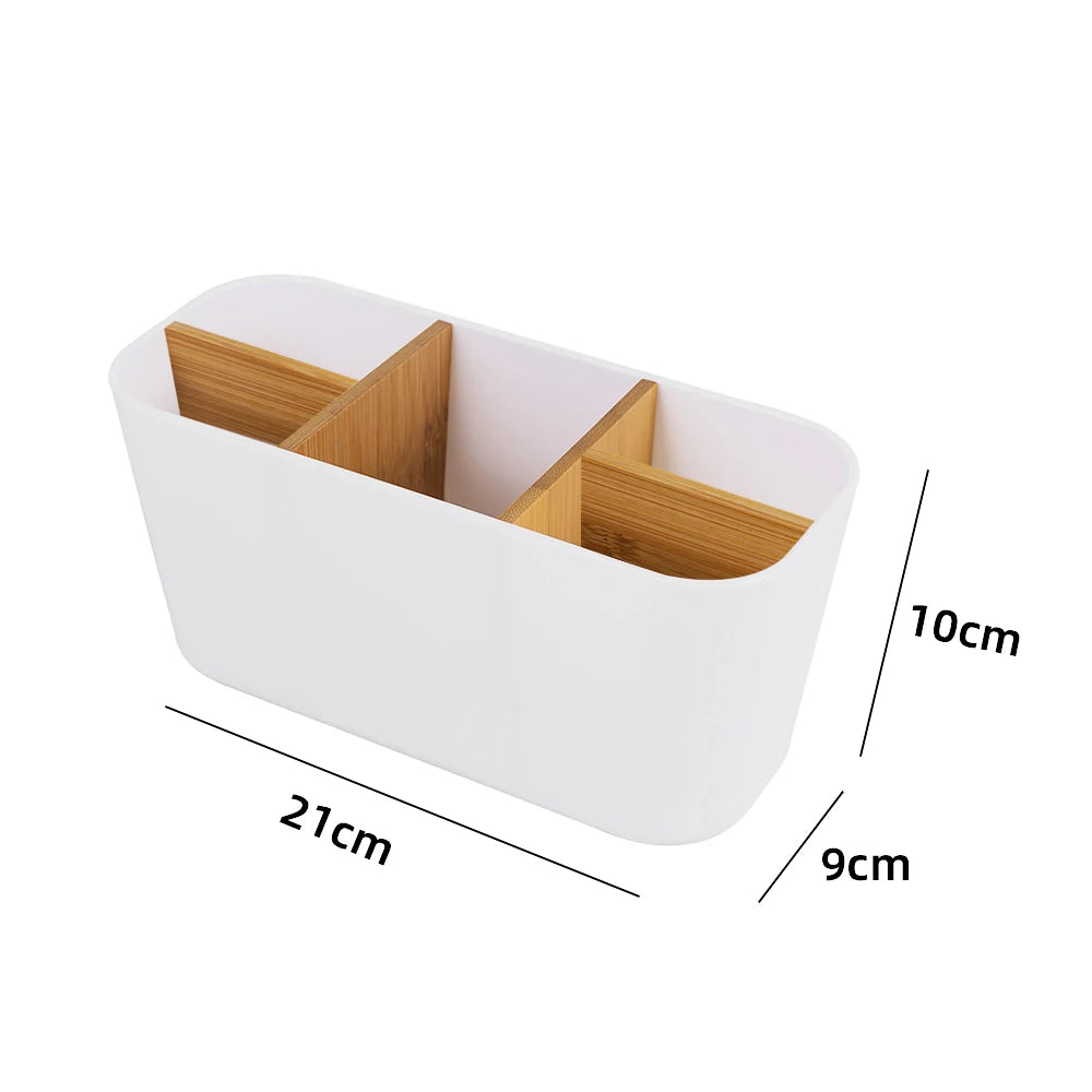 Bamboo Electric Toothbrush & Razor Holder – Bathroom Storage Stand for Toothpaste, Brushes, and Accessories