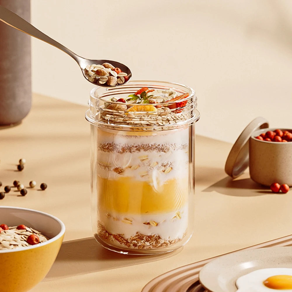 430ML New Breakfast Cup – Oatmeal, Cereal, Nut, Yogurt, and Salad Container with Lid & Spoon