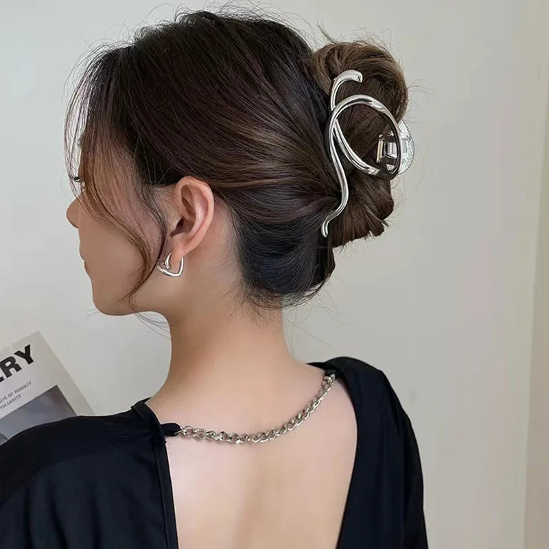 Metal Irregular Hair Claw Clips – Silver/Gold Punk Style Barrettes