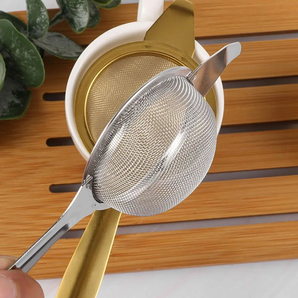 1 Set Fine Tea Strainer Filters – Kongfu Stainless Steel Mesh Colander, Reusable Teapot Infuser with Handle, Cookware