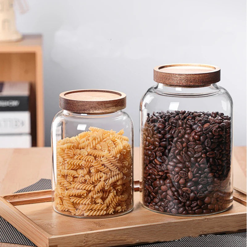 New Coffee Beans Vacuum Sealed Tank – Transparent Glass Food Storage Jar