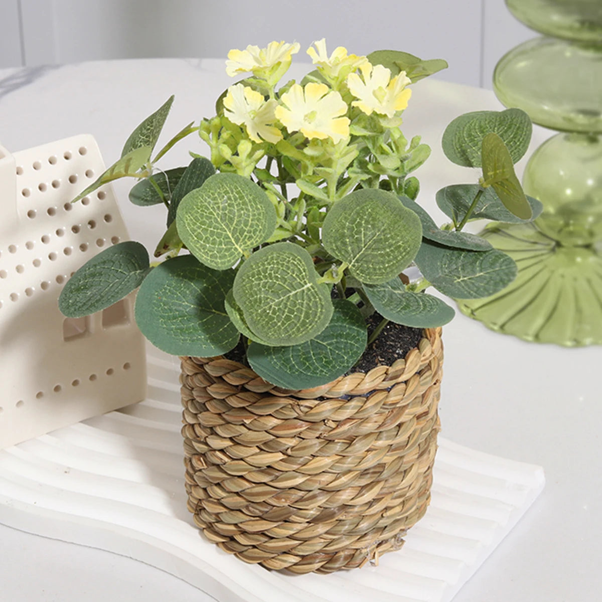 XIYA FLOWER Artificial Eucalyptus Potted Plant – 11cm Decor