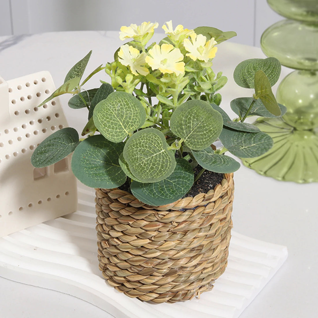 XIYA FLOWER Artificial Eucalyptus Potted Plant – 11cm Decor