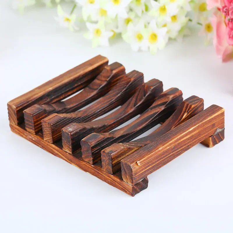 Natural Bamboo Soap Dish – Mildew-Resistant Wooden Drain Tray for Bathroom Use