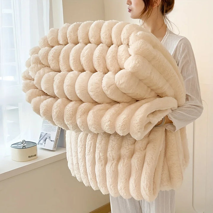 Rabbit Velvet Flannel Blanket – Thick & Warm Winter Comfort