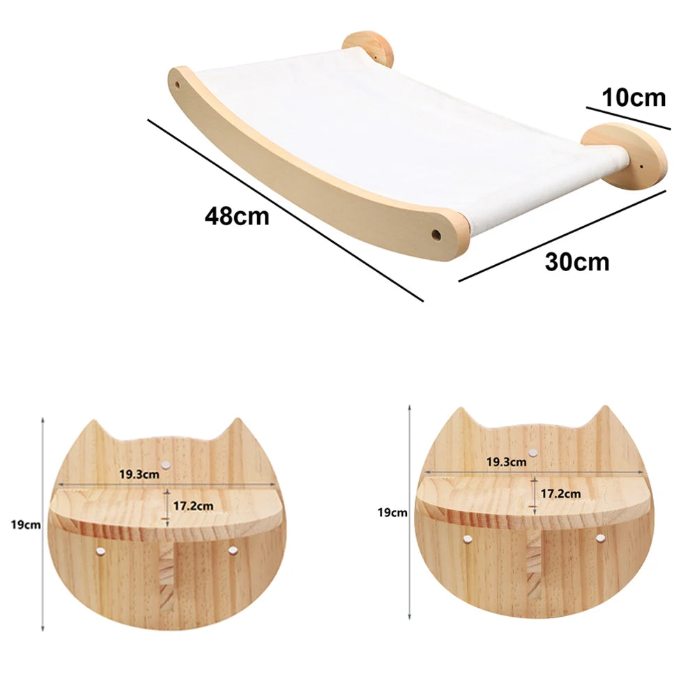 Wall-Mounted Cat Climbing Frame – 50cm Ladder, Hammock, Sisal Post & Pedal for Indoor Cats