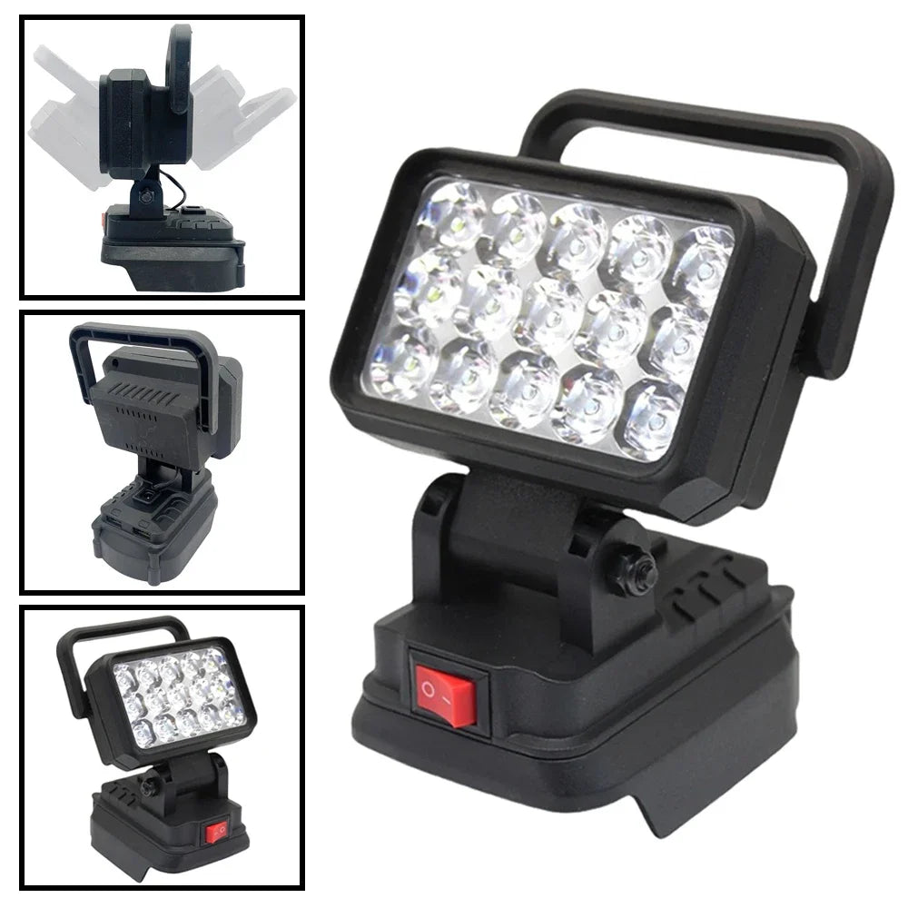 15-Bead LED Work Light – Portable Spotlight for 18V Li-ion Tool Batteries