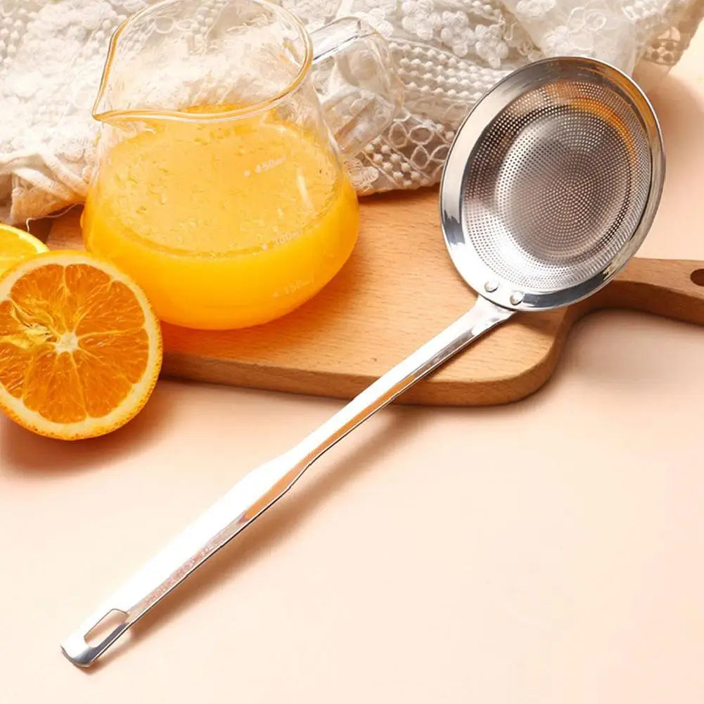 Steel Fat Skimmer Spoon – Fine Mesh Strainer with Handle for Skimming Oil, Grease, and Foam