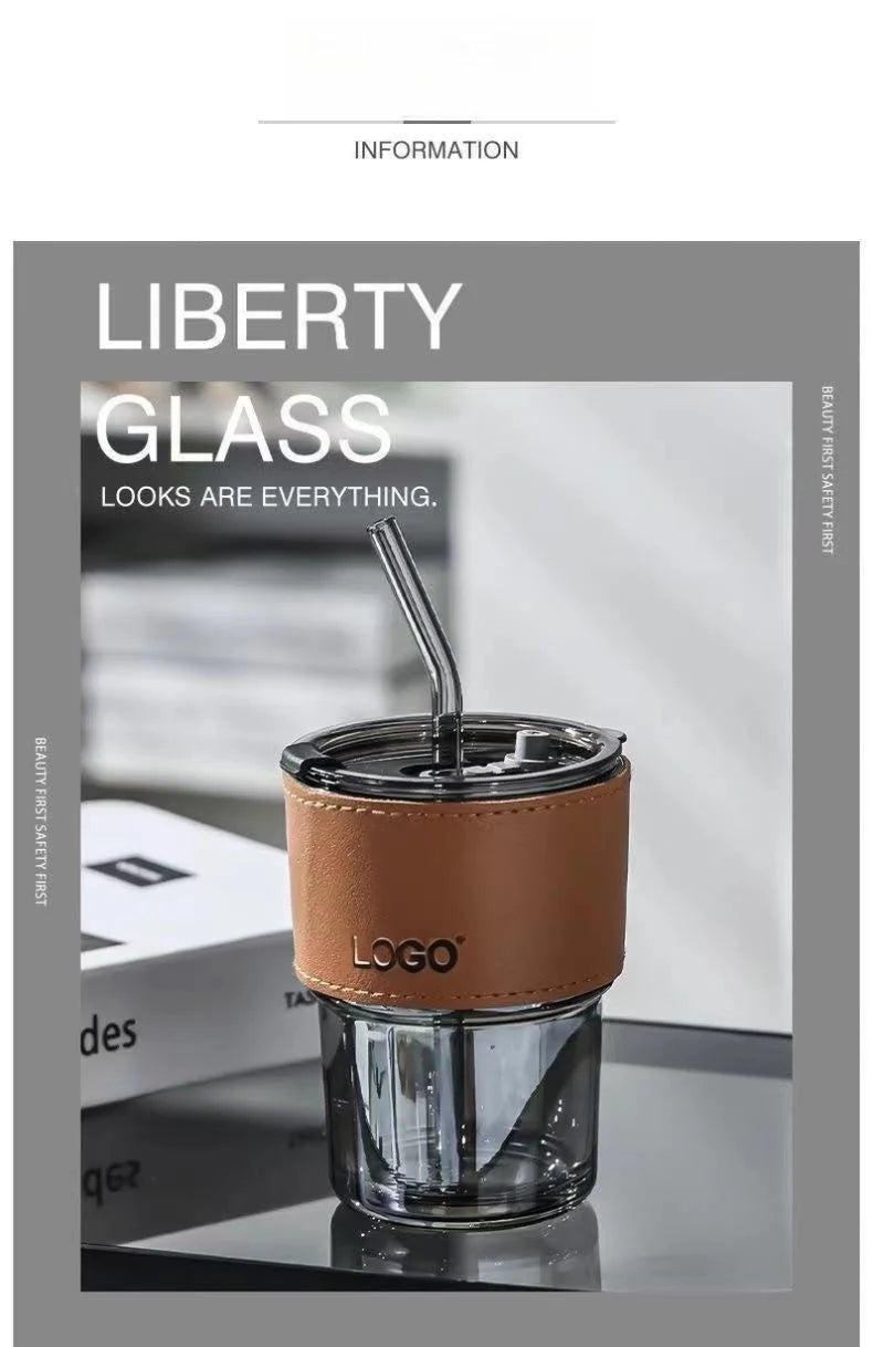 Custom Glass Cups with Lids & Straws