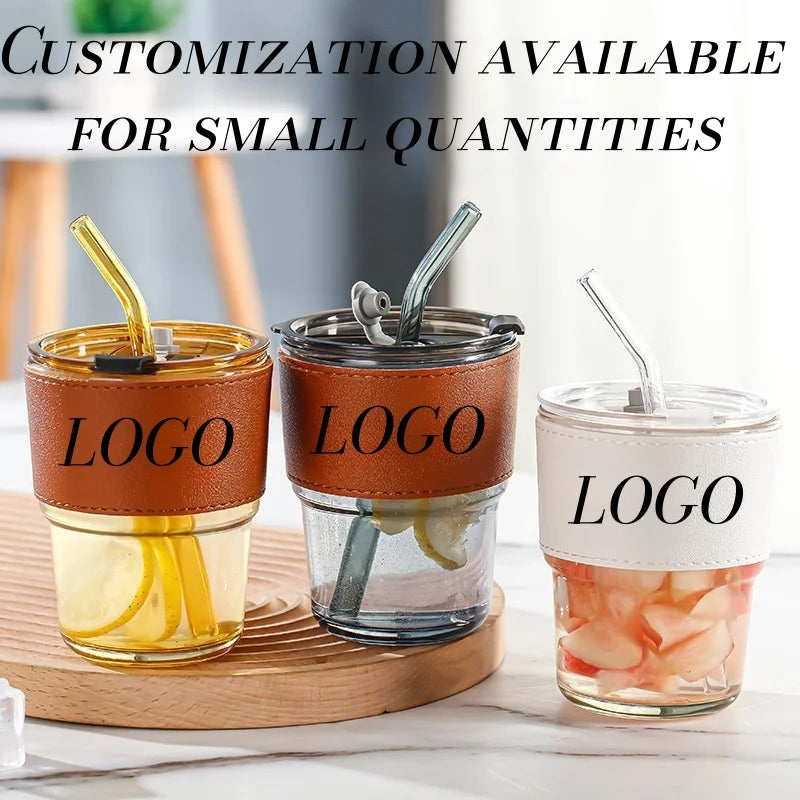 Custom Glass Cups with Lids & Straws