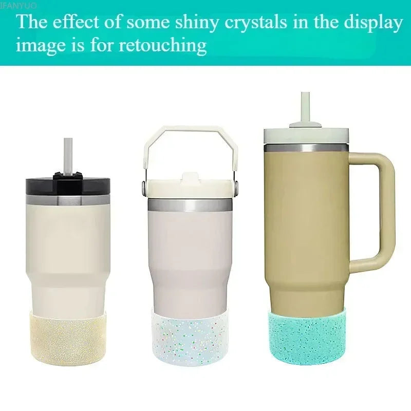 Silicone Glitter Bottle Bottom Sleeve – Anti-Slip Tumbler Cup Protector