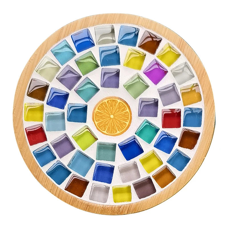 Handmade DIY Mosaic Cup Mat – Bamboo Bottom Pad for Early Education & Creative Crafting