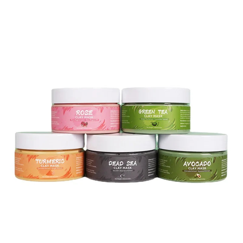 Clay Mud Face Mask Set – Turmeric, Green Tea, Rose & Avocado