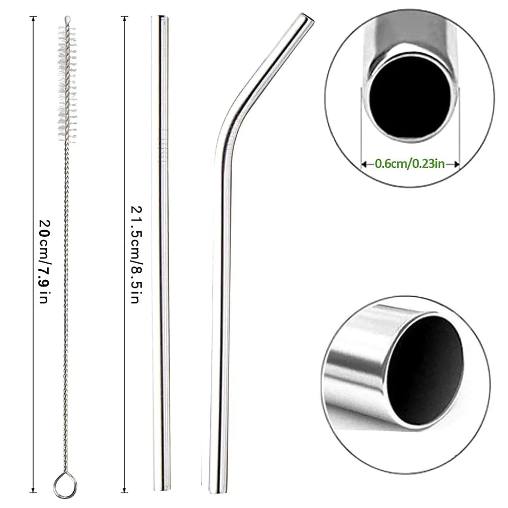 UPORS Reusable 304 Stainless Steel Straw Set