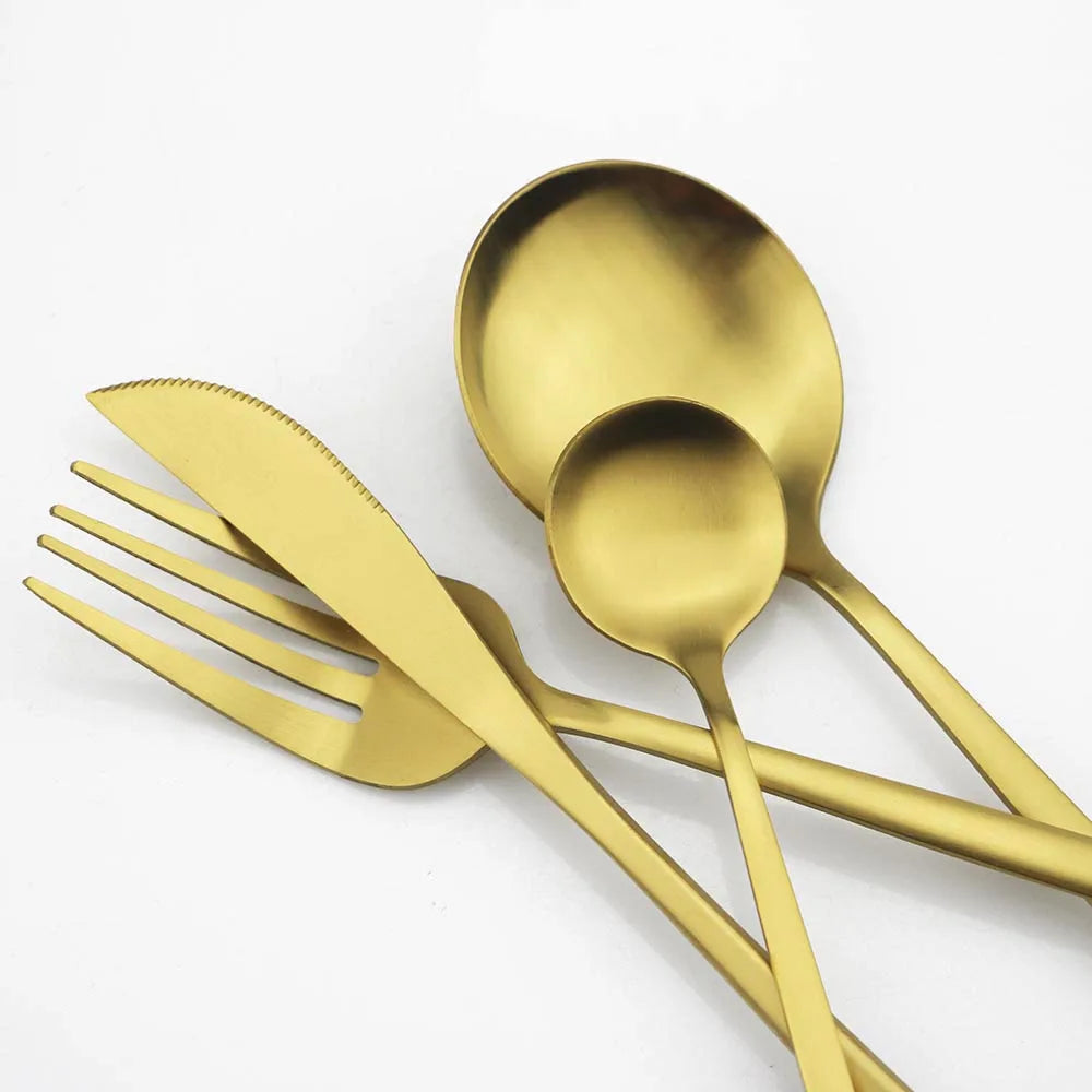 30-Piece Matte Stainless Steel Flatware Set