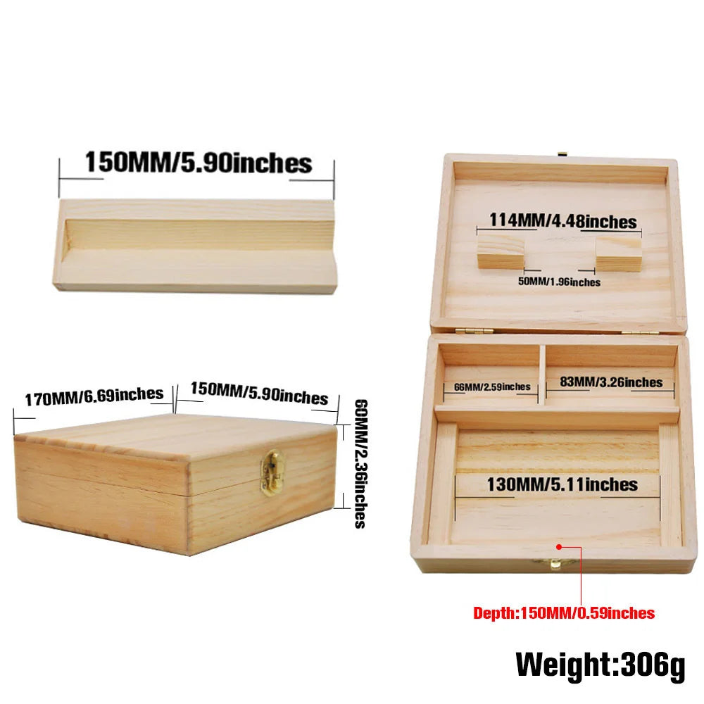 Bamboo Stash Box with Lock & Rolling Tray – Herb Storage Organizer